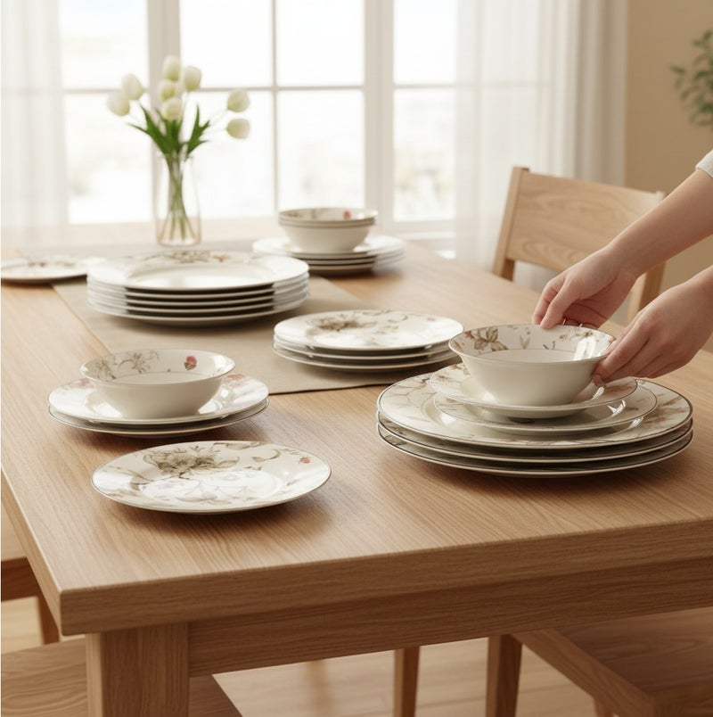 HOMEVEO High-quality 24-piece porcelain dinnerware set with an elegant design – luxurious style for every occasion - Image 1